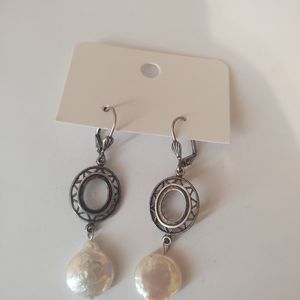 Silver and white earrings